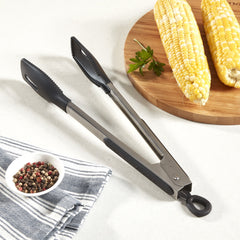 12" Squared Head Silicone Tongs